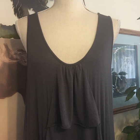Genx dark gray tiered ruffle soft stretchy tunic - Picture 3 of 6